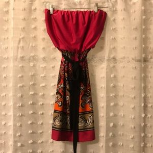 Asymmetrical Pink and Orange Dress